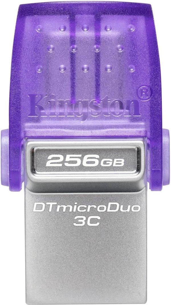Kingston Technology DataTraveler microDuo 3C USB-flashdrev 256 GB USB Type-A / USB Type-C 3.2 Gen 1 (3.1 Gen 1) Rustfrit stål, lilla