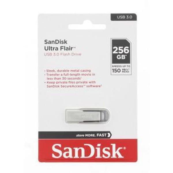 Sandisk Ultra Flair USB-minne 256 GB USB Type-A 3.2 Gen 1 (3.1 Gen 1) Svart, Silver