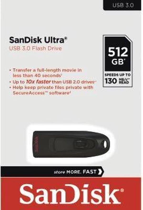 SanDisk Ultra USB-minne 512 GB USB Typ-A 3.2 Gen 1 (3.1 Gen 1) Svart
