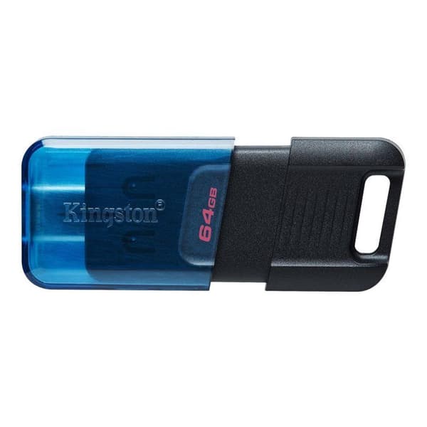 USB-nyckel - KINGSTON - Datatraveler 80 - 64 GB - USB-C - USB 3.2 Gen 1 Svart, Blå