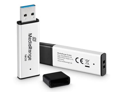 MediaRange MR1899, 16 GB, USB Type-A, 3.2 Gen 1 (3.1 Gen 1), 130 MB/s, Keps, Svart, Silver