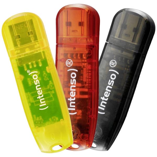 Intenso Rainbow Line USB-minne 32 GB Gul, Röd, Svart 3502483 USB 2.0 Transparent