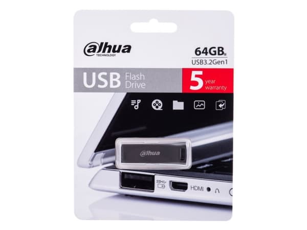Dahua Technology USB-U156-32-64GB, 64 GB, USB Type-A, 3.2 Gen 1 (3.1 Gen 1), 110 MB/s, Utan skyddshatt, Svart