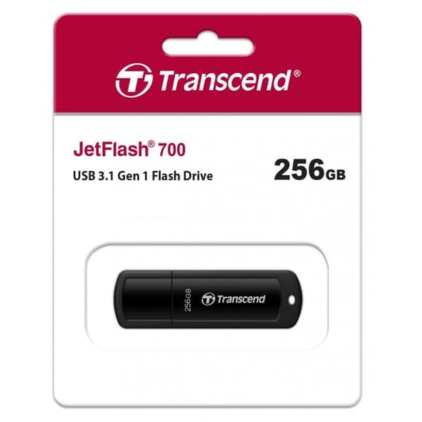 Transcend JetFlash 700 - USB-minne - 256 GB - USB 3.1 Gen 1 - svart