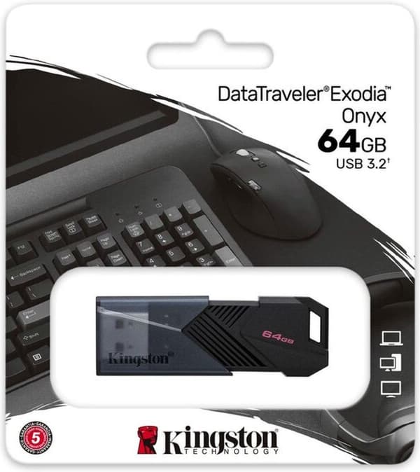 Kingston Technology DataTraveler Exodia Onyx USB-minne 64 GB USB Typ-A 3.2 Gen 1 (3.1 Gen 1) Svart