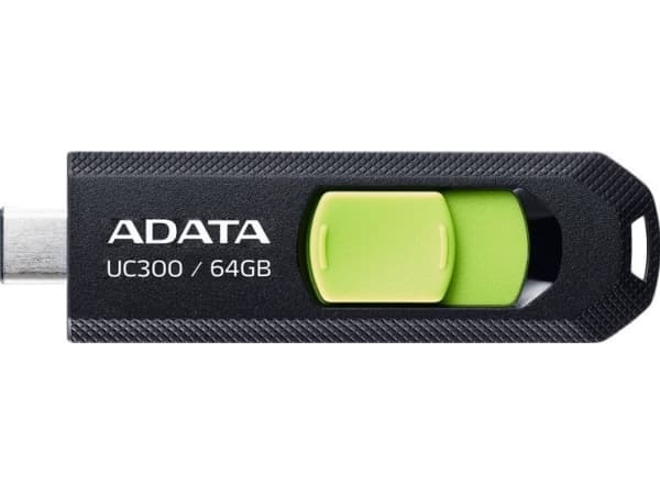 ADATA UC300, 64 GB, USB Type-C, 3.2 Gen 1 (3.1 Gen 1), 100 MB/s, Liuku, Musta, Vihreä