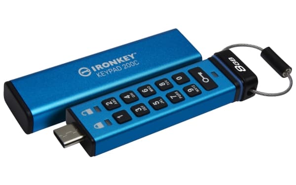 Kingston IronKey Keypad 200C - USB-flashstasjon - kryptert - 8 GB - USB-C 3.2 Gen 1