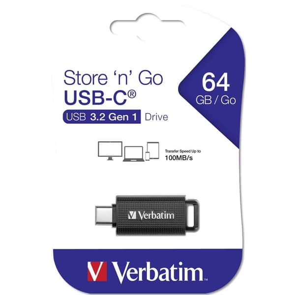 Verbatim Store 'n' Go USB-C® USB-minne 64 GB Svart 49458 USB-C® (USB 3.2 Gen 1)