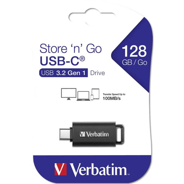Verbatim Store 'n' Go USB-C® USB-minne 128 GB Svart 49459 USB-C® (USB 3.2 Gen 1)