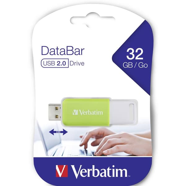 Verbatim V DataBar USB 2.0 Drive USB-minne 32 GB Grön 49454 USB 2.0