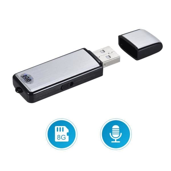 Aibecy 8GB digital röstinspelare USB-minne Spy Recorder Flash Drive Digital 18 timmars inspelning Uppladdningsbar för-71