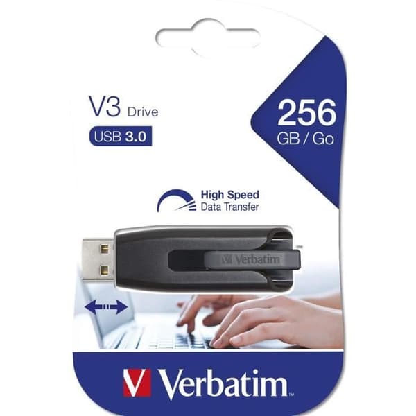 USB-minne - VERBATIM - Store n Go V3 - 256Go - USB 3.0 - Grå