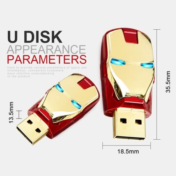 USB-minne Iron Man Pen Drive Disk U128GB Guld