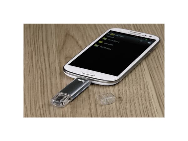 Hama Laeta Twin, 128 GB, 2.0, 15 MB/s, Med lokk, Grå