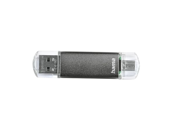 Hama Laeta Twin, 128 GB, 2.0, 15 MB/s, Med lokk, Grå