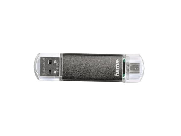 Hama Laeta Twin, 128 GB, 2.0, 15 MB/s, Med lokk, Grå