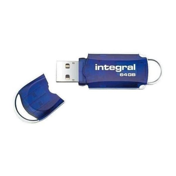 INTEGRAL Courier USB-nyckel - 64 GB - USB 2.0 - Blå Blå, Silver