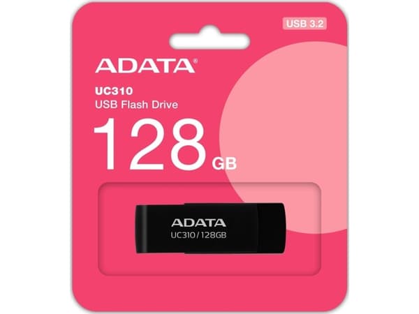 ADATA UC310, 128 GB, USB A-tyyppi, 3.2 Gen 1 (3.1 Gen 1), 100 MB/s, Taittuva, Musta
