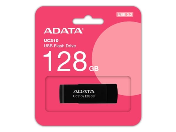 ADATA UC310, 128 GB, USB A-tyyppi, 3.2 Gen 1 (3.1 Gen 1), 100 MB/s, Taittuva, Musta