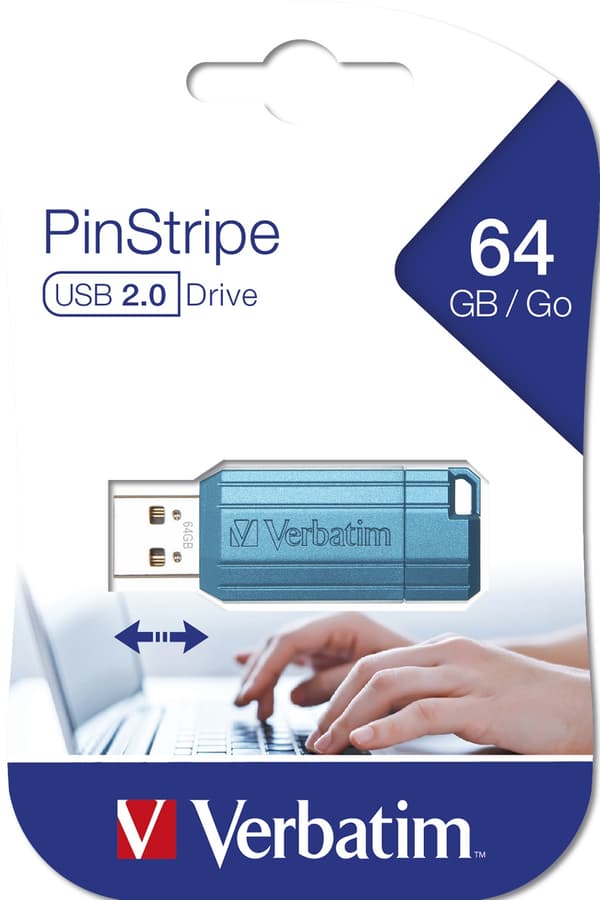 Verbatim Store n Go 64 GB Pinstripe USB 2.0 Caribbean Blue (49961)