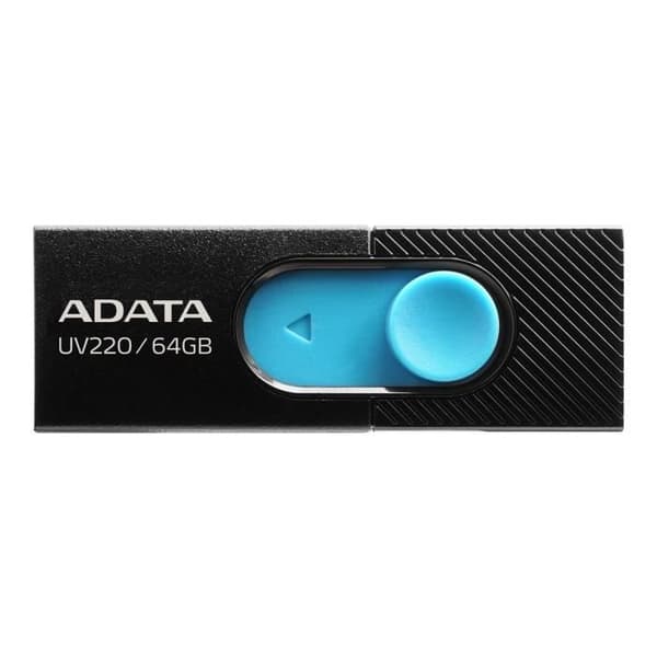 USB-nyckel - ADATA UV220 - 64 GB - USB 2.0 - Svart-blå Svart, Blå
