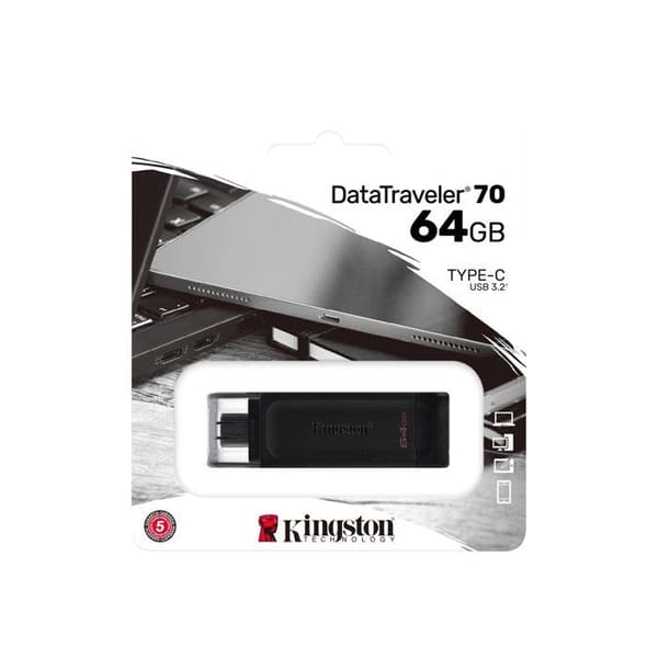 USB-nyckel - KINGSTON - DataTraveler 70 - 64GB - USB-C - 3.2 Gen 1