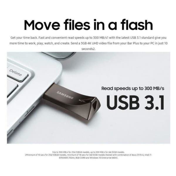 usb-nyckel samsung 64gb usb 3.0 3.1 muf-32be flashminnesenhet 200mb/s