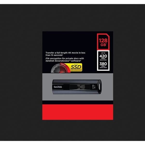 SANDISK Extreme Pro Solid state USB-minne - 128Gb - 3.1 - Svart