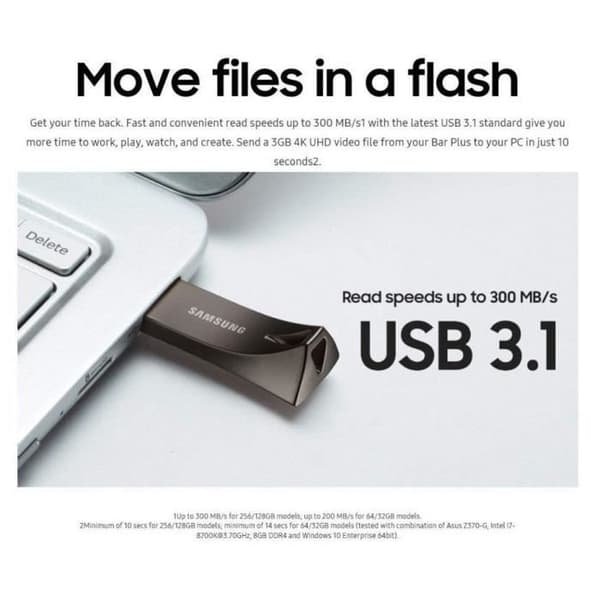 usb-nyckel samsung 128gb usb 3.0 3.1 muf-128be flashminnesenhet 200mb/s