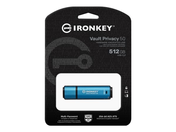Kingston IronKey Vault Privacy 50 Series - USB-flashstasjon - 512 GB - USB 3.2 Gen 1