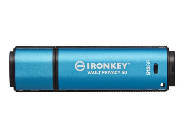 Kingston IronKey Vault Privacy 50 Series - USB-flashstasjon - 512 GB - USB 3.2 Gen 1 Sort, Blå