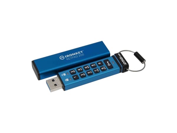 Kingston IronKey Keypad 200 - USB-flashstasjon - kryptert - 256 GB - USB 3.2 Gen 1