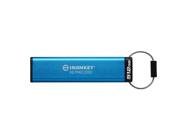 Kingston Technology IronKey 512GB USB-C Keypad 200C, FIPS 140-3 Lvl 3 (Pending) AES-256, 512 GB, USB Type-C, 3.2 Gen 1 (3.1 Gen 1), 280 MB/s, Sleeve,
