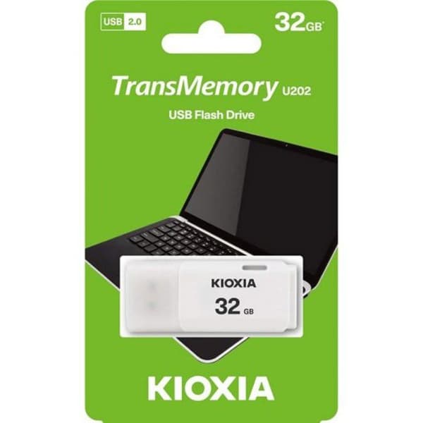 KIOXIA 32GB U202 BLANCO USB 2.0-nyckel - 32 GB lagringskapacitet - USB 2.0-gränssnitt - Kioxia varumärke