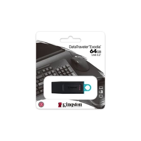 KINGSTON DataTraveler® Exodia 64GB USB-minne - Med skyddskåpa och nyckelringar