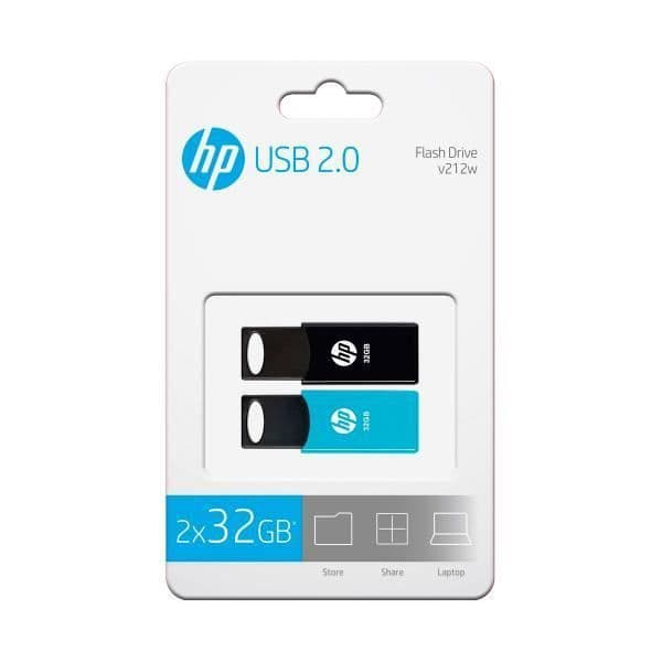 USB-minnen - HP - HPFD212-32-TWIN - 32 GB - USB 2.0 - Blå och svart Svart, Blå
