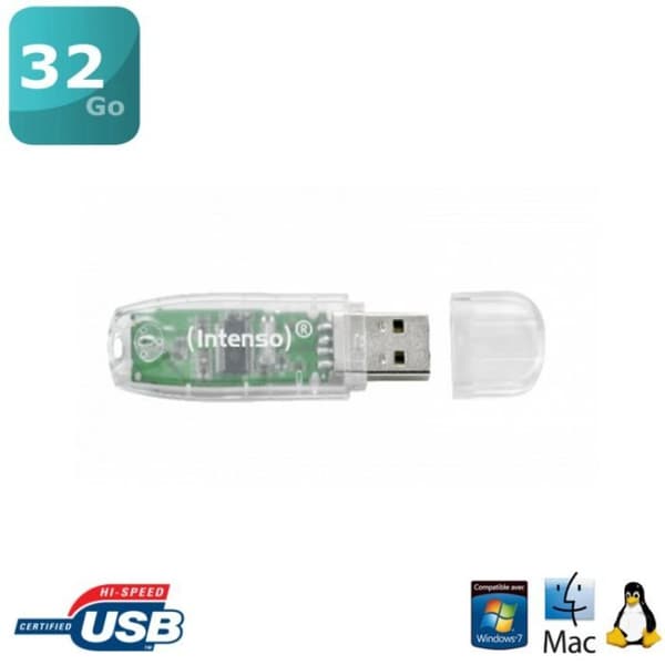 Intenso 32GB Rainbow USB Flash Drive Transparent Transparent
