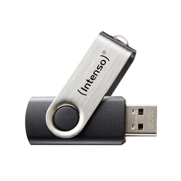 USB-nyckel - INTENSO - BASIC LINE - 32 GB - USB 2.0 - Läshastighet 28 MB/s Svart, Silver