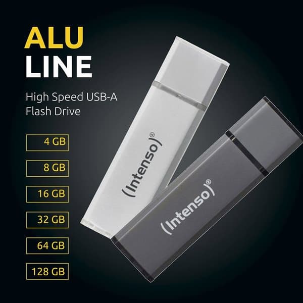 USB-nyckel - INTENSO - Alu Line - 128 GB - USB 2.0 - Antracit