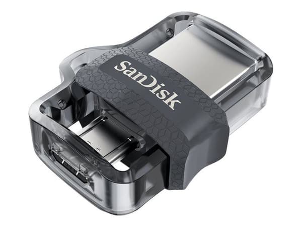 SANDISK ULTRA DUAL DRIVE M3.0 256GB USB-minne - Dubbla anslutningar - Grå