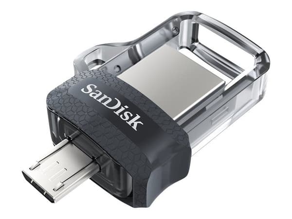 SANDISK ULTRA DUAL DRIVE M3.0 256GB USB-minne - Dubbla anslutningar - Grå