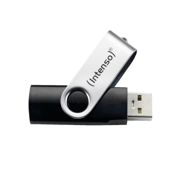 8 GB Intenso Basic Line USB-nyckel - 8 GB lagringskapacitet - USB 2.0-gränssnitt - Elegant design Svart, Silver