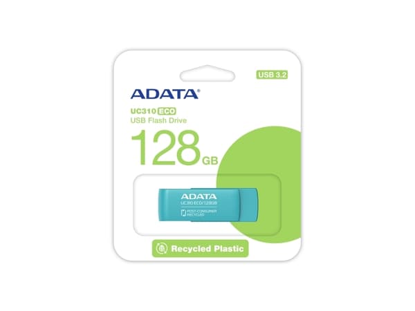 ADATA UC310 ECO, 128 GB, USB Type-A, 3.2 Gen 1 (3.1 Gen 1), Svivel, 9 g, Grønn Grønn