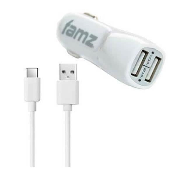Universal USB Typ C billaddare 2100 mAh, Vit