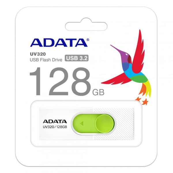 ADATA UV320 USB flash drive 128 GB USB Type-A 3.2 Gen 1 (3.1 Gen 1) Green, White Grønn, Hvit