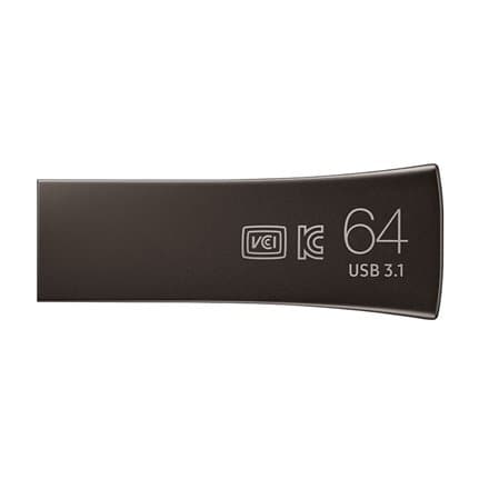 SAMSUNG BAR Plus USB flash drive Type-A 64GB 300 MB/s read 110 MB/s write resistant USB 3.1 Titan Gray with key ring