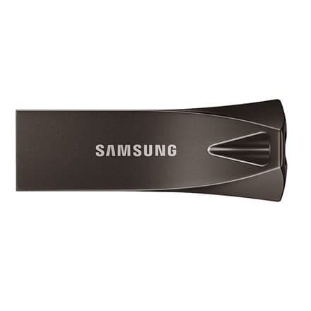 SAMSUNG BAR Plus USB flash drive Type-A 64GB 300 MB/s read 110 MB/s write resistant USB 3.1 Titan Gray with key ring Grå