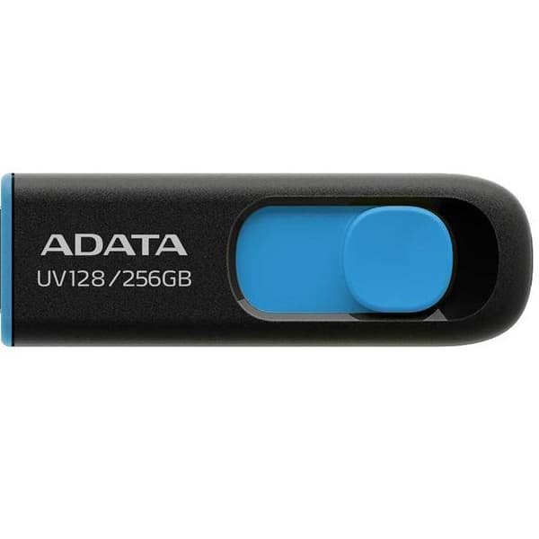 ADATA | USB Flash Drive | UV128 | 256 GB | USB 3.2 Gen1 | Black/Blue Sort, Blå