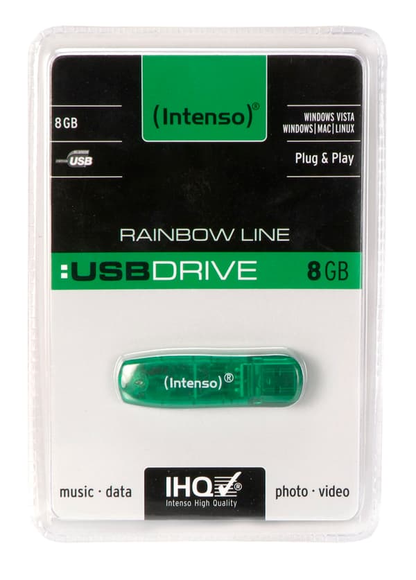 MEMORY DRIVE FLASH USB2 8GB/GREEN 3502460 INTENSO Grønn