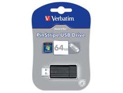 Verbatim PinStripe USB Flash Memory 64GB Svart